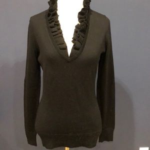 Tory Burch Black Ruffle V-neck Sweater